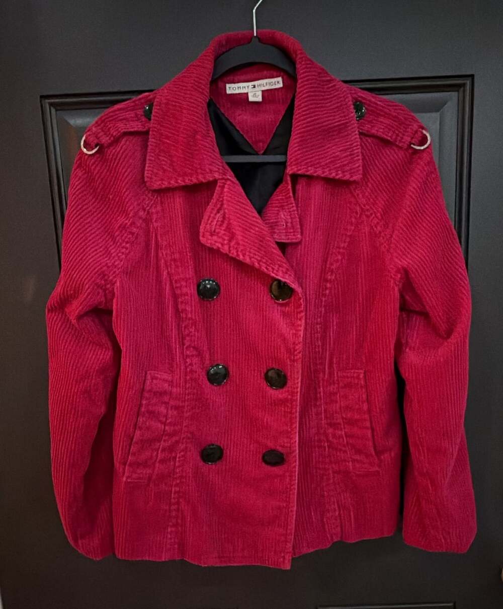 Tommy Hilfiger Corduroy Peacoat Size M Pink Double